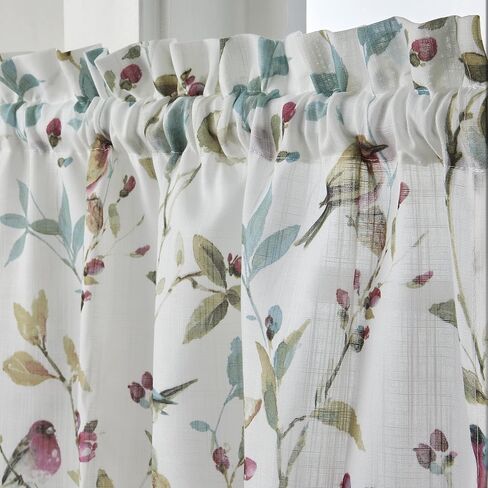 SKL Home by Saturday Knight Ltd. Aviary Curtain Tier Pair, 54 Inches x 24 Inches, Pastels in Saudi Arabia
