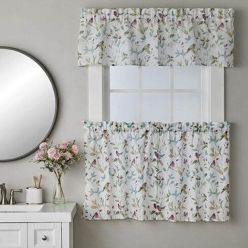 SKL Home by Saturday Knight Ltd. Aviary Curtain Tier Pair, 54 Inches x 24 Inches, Pastels in Saudi Arabia