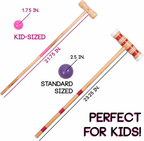 مجموعة كروكيت للأطفال لأربعة لاعبين | لعبة كلاسيكية في الحديقة الخارجية للأطفال | رائعة لحفلات أعياد الميلاد والنزهات وحفلات الشواء والمزيد | تأتي مع مطارق وكرات وويكيت وحقيبة حمل لسهولة النقل in Kuwait