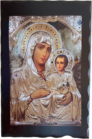 أيقونة خشبية صلبة أرثوذكسية مصنوعة يدويًا من خشب خيوس اليوناني المسيحي لوالدة الإله في القدس (46 × 30 سم أو 18 × 11.8 بوصة)، بني in Kuwait