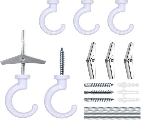 6 Sets Large Swag Ceiling Hooks Heavy Duty Swag Hook with Hardware for Hanging Plants Ceiling Installation Cavity Wall Fixing (3 Sets White) in Saudi Arabia