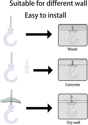 6 Sets Large Swag Ceiling Hooks Heavy Duty Swag Hook with Hardware for Hanging Plants Ceiling Installation Cavity Wall Fixing (3 Sets White) in Saudi Arabia