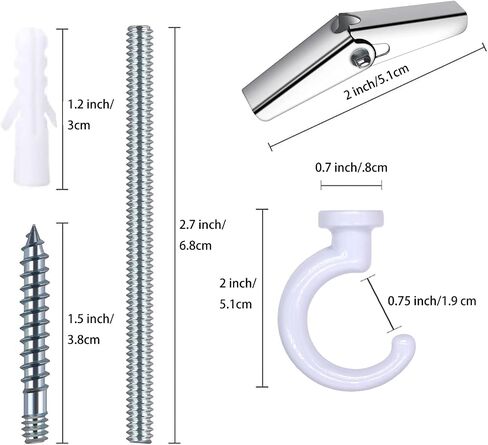 6 Sets Large Swag Ceiling Hooks Heavy Duty Swag Hook with Hardware for Hanging Plants Ceiling Installation Cavity Wall Fixing (3 Sets White) in Saudi Arabia