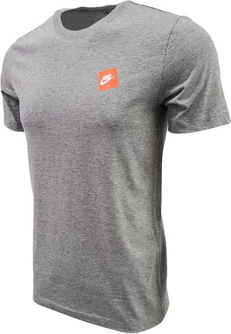 تي شيرت بشعار Nike Sportswear للرجال (متوسط، رمادي منقط (شعار مربع برتقالي نيون)) in Saudi Arabia