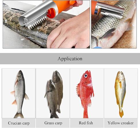 Powerful Electric Fish Scraper Cordless Fish Scaler Cleaner Automatic Fish Scale Remover with a Manual Scaler (2 Batteries) in Saudi Arabia