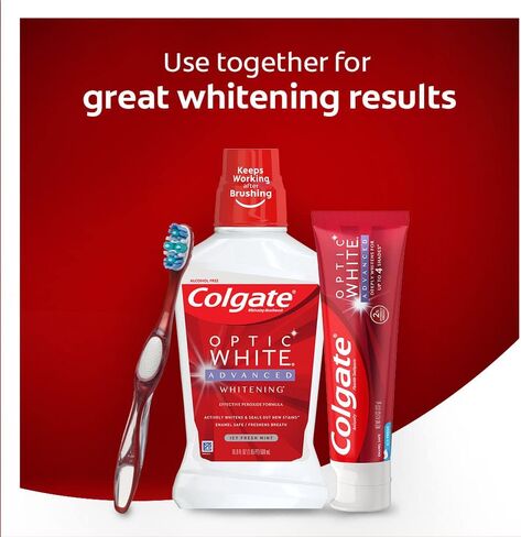Colgate Optic White Advanced Teeth Whitening Toothpaste, Vibrant Clean, 3.2 Ounce Tube, 3 Pack in Saudi Arabia
