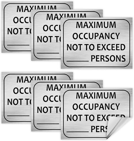 6 Pack Maximum Occupancy Sign 7" x 10" Recycled Self Adhesive Vinyl Stickers Decal Restaurant or Business Maximum Occupancy Not to Exceed Persons Safety Sign with Number Kit in Saudi Arabia