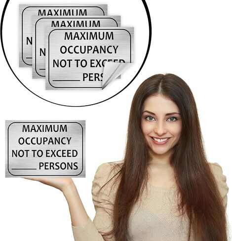 6 Pack Maximum Occupancy Sign 7" x 10" Recycled Self Adhesive Vinyl Stickers Decal Restaurant or Business Maximum Occupancy Not to Exceed Persons Safety Sign with Number Kit in Saudi Arabia