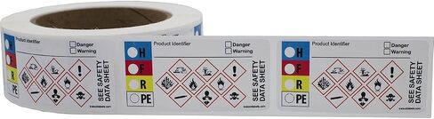 Small Write-On GHS and HMIG Combo Label with GHS Hazard Symbols, 1.5 x 3" Inch Rectangles, 500 Total Labels per Roll in Saudi Arabia