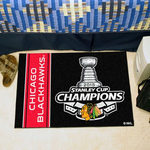 FANMATS 18252 Chicago Blackhawks 2015 NHL Stanley Cup Champions Starter Mat Accent Rug - 19in. x 30in. in Saudi Arabia