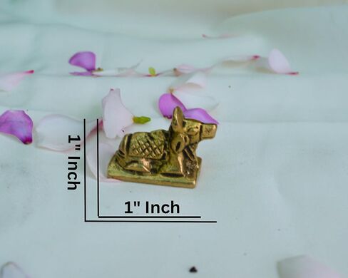 Brass Nandi Idol Shiv Parvati Vahan Bull Embossed Statue for Vastu 1"inch (30 Gram) Nandi Bull Statue Made of Brass Handmade Murti Unique for Gift and Home Office Decoration Worship (Nandi Bull - A) in Saudi Arabia