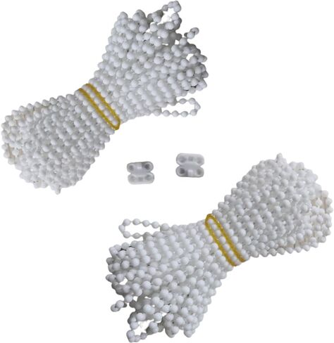 2 قطعة سلك أعمى من البلاستيك الأبيض سلسلة أعمى من البلاستيك أعمى وظل روماني أعمى حبل سلسلة مطرز لأجزاء استبدال أعمى أسطواني (أبيض) in Kuwait