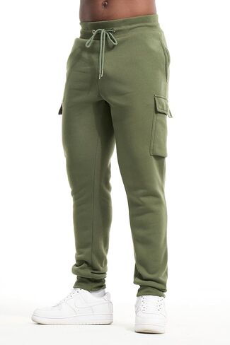 Men's 3-Pack Fleece Athletic Workout Jogger Sweatpants with Cargo Pockets and Drawstring. Available in S to 3XL in Saudi Arabia