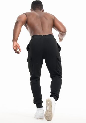 Men's 3-Pack Fleece Athletic Workout Jogger Sweatpants with Cargo Pockets and Drawstring. Available in S to 3XL in Saudi Arabia