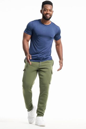 Men's 3-Pack Fleece Athletic Workout Jogger Sweatpants with Cargo Pockets and Drawstring. Available in S to 3XL in Saudi Arabia