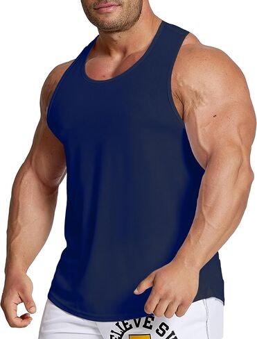 Athletic Tank Tops for Men Slim Fit Quick Dry Runnning Top Workout Gym Muscle Tanks in Saudi Arabia