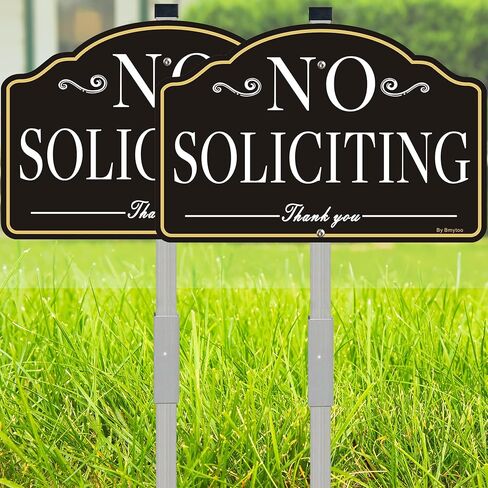 1 Pack No Soliciting Sign for House- with 28" Alloy Stake - 12" x 8" Metal No Soliciting Yard Sign for Home- Aluminum No Solicitors Sign - No Solicitation Signs for Home - No Fade & Rust-Free in Saudi Arabia