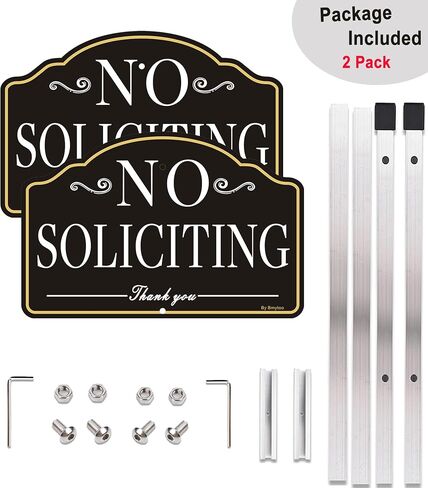1 Pack No Soliciting Sign for House- with 28" Alloy Stake - 12" x 8" Metal No Soliciting Yard Sign for Home- Aluminum No Solicitors Sign - No Solicitation Signs for Home - No Fade & Rust-Free in Saudi Arabia