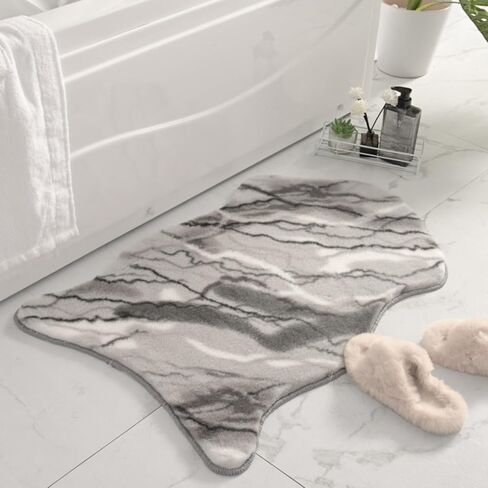 Cute Cow Bathroom Rug, 24''×47'' Animal Skin Soft and Thick Bath Mat, Faux Funny Rabbit Fur Area Rug, Non-Slip Bathroom Decor, Absorbent Flocked Carpet for Living Room Bathtub (Coffee) in Saudi Arabia