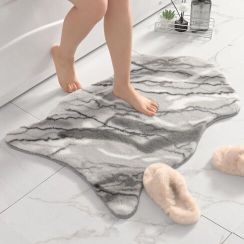 Cute Cow Bathroom Rug, 24''×47'' Animal Skin Soft and Thick Bath Mat, Faux Funny Rabbit Fur Area Rug, Non-Slip Bathroom Decor, Absorbent Flocked Carpet for Living Room Bathtub (Coffee) in Saudi Arabia