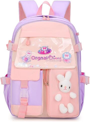 Dorlubel Girls Backpack Elementary School Bunny Backpack for girls Kindergarten Preschool Bookbag Large Capacity (Purple Bunny) in Saudi Arabia