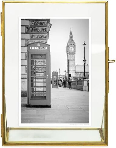 Isaac Jacobs 2x3, Antique Gold, Vintage Style Brass and Glass, Floating Photo Frame, Metal, (Vertical), with Locket Closure and Angled Base, for Pictures, Art, Mementos, Keepsakes, 2 Pack (2x3, Antique Gold) in Saudi Arabia
