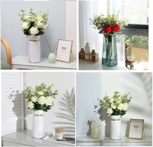 Tifuly ينبع الأوكالبتوس الاصطناعي 4 قطع فروع خضراء لمسة حقيقية وهمية أوراق الدولار الفضي باقات نباتات وهمية للمنزل مكتب محور الزفاف DIY الحرفية الديكور in Kuwait