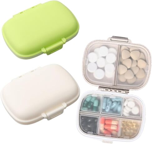 3 Pack Compact Pill Organizer, VOVOU 8 Compartments Daily Medicine Case, Dust-Proof Pocket-Sized Pill Container for Travel & Purse, Sturdy Vitamin Supplement Pill Box Holder Organizer (Multi-Colored) in Saudi Arabia