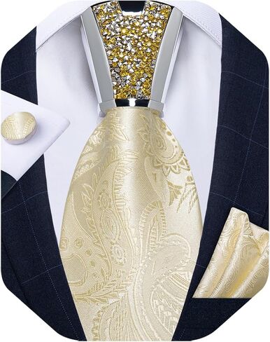 DiBanGu Mens Tie Set,Silk Solid Necktie and Pocket Square Cufflinks Set With Shiny Tie Accessories Gift Box for Wedding Party in Saudi Arabia