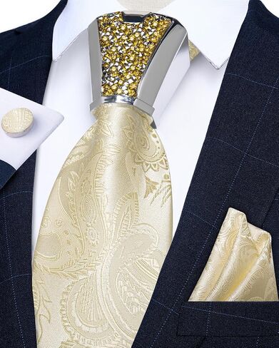 DiBanGu Mens Tie Set,Silk Solid Necktie and Pocket Square Cufflinks Set With Shiny Tie Accessories Gift Box for Wedding Party in Saudi Arabia