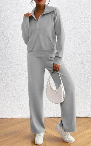 Women 2 Piece Outfits Sweatsuit Oversized Half Zip Sweatshirt Sweatpants Tracksuit Fall Sweat Lounge Matching Set 2024 in Saudi Arabia