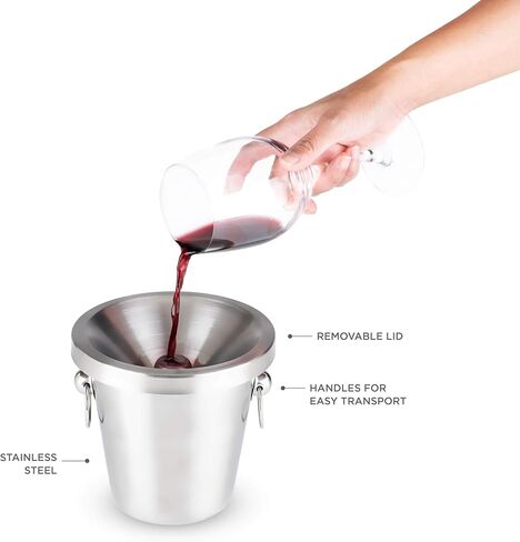 True Wine Tasting Dump Bucket Spittoon (64oz) for Wine, Whiskey, Cocktails, Tobacco, Alcohol Spit Cup | 2-Piece Design with Removable Lid in Saudi Arabia