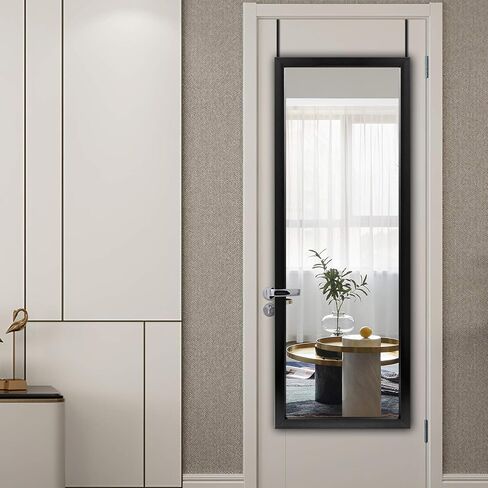 NeuType Door Mirror Full Length Mirror Door Hanging Mirror Over Door Mirror, Black, 55"x16" in Saudi Arabia