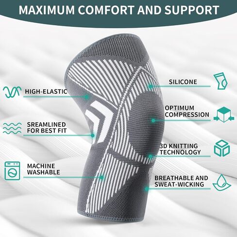 Achiou Knee Braces for Knee Pain Relief, 2 Pack Knee Brace for Meniscus Tear, Knee Compression Sleeves for Men & Women, Knee Support Pad for Working Out, Arthritis, ACL, Running, Joint Recovery in Saudi Arabia