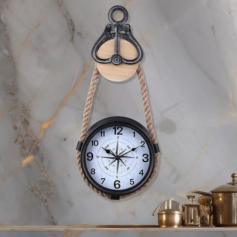 Retro Rust Wall Clock Non Ticking Large Iron Antique Hanging Clocks Vintage Innovative Classic, Silent Quartz Round Clock for Office Bedroom Living Room Decor in Saudi Arabia