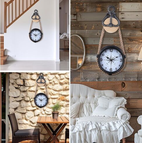 Retro Rust Wall Clock Non Ticking Large Iron Antique Hanging Clocks Vintage Innovative Classic, Silent Quartz Round Clock for Office Bedroom Living Room Decor in Saudi Arabia