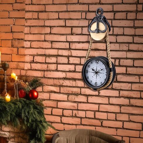 Retro Rust Wall Clock Non Ticking Large Iron Antique Hanging Clocks Vintage Innovative Classic, Silent Quartz Round Clock for Office Bedroom Living Room Decor in Saudi Arabia