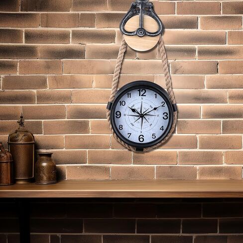 Retro Rust Wall Clock Non Ticking Large Iron Antique Hanging Clocks Vintage Innovative Classic, Silent Quartz Round Clock for Office Bedroom Living Room Decor in Saudi Arabia