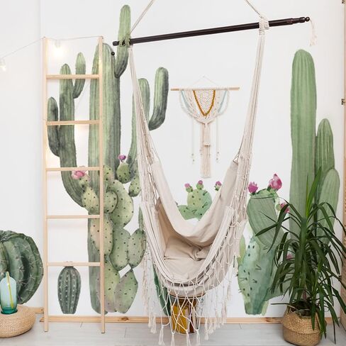 Fabric Boho Cactus Wall Decals Peel and Stick, Giant Prickly Pear Saguaro Wall Stickers, Botanical Golden Barrel Cactus Wall Murals Stickers for Kids Room Playroom Nursery Bedroom Classroom in Kuwait