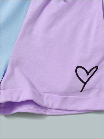 Floerns Girl's Colorblock Short Sleeve Tee Shirt with Shorts Set Two Piece Outfit in Saudi Arabia