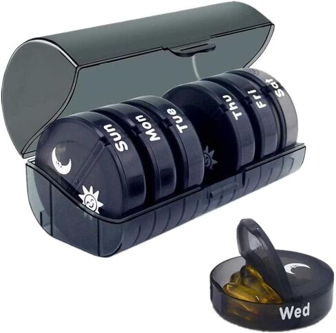 Pill Box Weekly Daily Pill Organizer AM PM 7 Day with Moisture-Proof Design (Multicolor) in Saudi Arabia