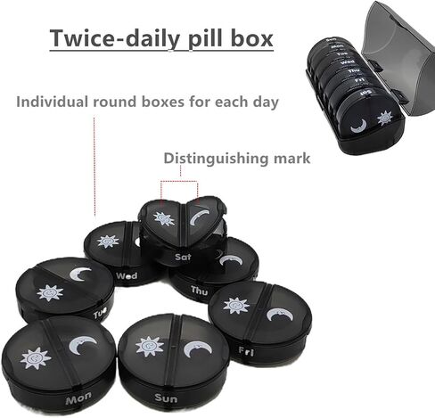 Pill Box Weekly Daily Pill Organizer AM PM 7 Day with Moisture-Proof Design (Multicolor) in Saudi Arabia
