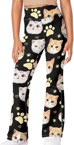 Yewattles Girl Bootcut Yoga Leggings Tummy Control High Waisted Leggings Flare Yoga Pants Soft Sweatpants 5-14 Years in Kuwait