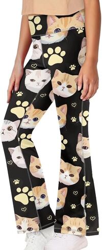 Yewattles Girl Bootcut Yoga Leggings Tummy Control High Waisted Leggings Flare Yoga Pants Soft Sweatpants 5-14 Years in Kuwait