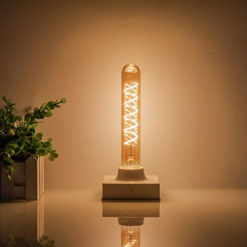 Dimmable 4W Tube LED Eison Bulb, T10 Vintage Long LED Bulb 40 Watt Equivalent Warm White 2700K, E26 Medium Base Amber Colored 7.3 Inch Long tubular edison bulb, 3 Pack in Saudi Arabia