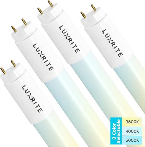 LUXRITE 3FT T8 LED Tube Light, Type A+B, 12W=25W, 3 Colors 3500K | 4000K | 5000K, Single and Double End Powered, Plug and Play or Ballast Bypass, 1560 Lumens, F25T8, Frosted Cover, UL, DLC (4 Pack) in Saudi Arabia