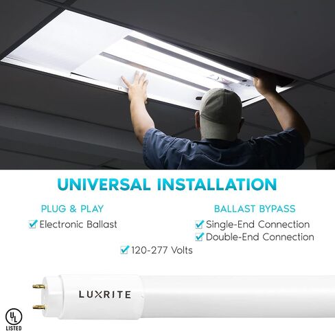LUXRITE 3FT T8 LED Tube Light, Type A+B, 12W=25W, 3 Colors 3500K | 4000K | 5000K, Single and Double End Powered, Plug and Play or Ballast Bypass, 1560 Lumens, F25T8, Frosted Cover, UL, DLC (4 Pack) in Saudi Arabia