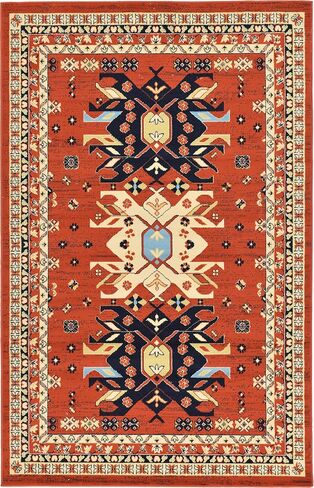 Unique Loom Taftan Collection Border Geometric Tribal Inspired Design Area Rug, 2 ft 2 in x 3 ft, Brown/Tan in Saudi Arabia