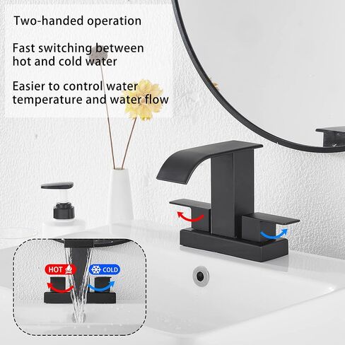 شلال الحمام واسع النطاق صنبور الكروم GGStudy 3 ثقوب 2 مقبض الحديثة بالوعة الحمام صنبور مع أداة تصريف منبثقة in Kuwait