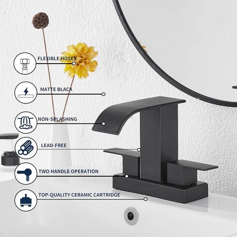 شلال الحمام واسع النطاق صنبور الكروم GGStudy 3 ثقوب 2 مقبض الحديثة بالوعة الحمام صنبور مع أداة تصريف منبثقة in Kuwait